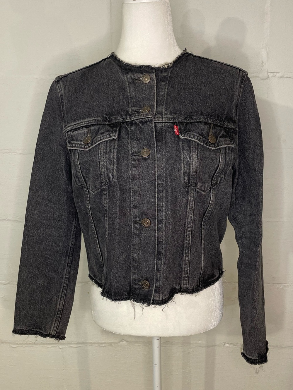 Levi's Black Washed Cropped Denim Jacket